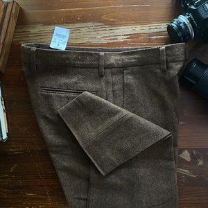 J.Crew Brown Herringbone Wool Bedford Trousers